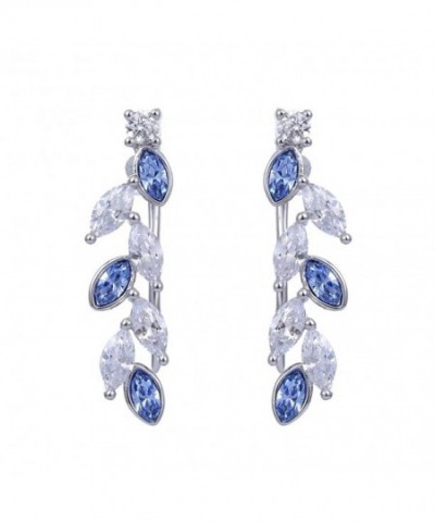 Earrings Climbers Crystals Swarovski Sapphire