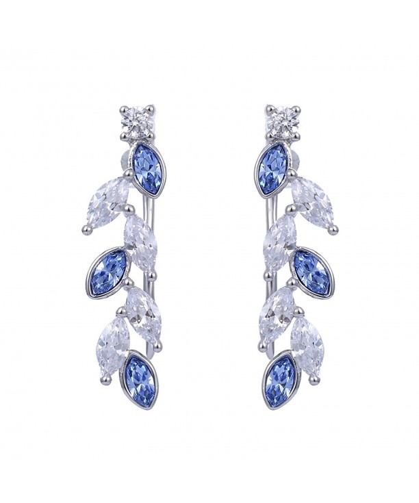 Earrings Climbers Crystals Swarovski Sapphire