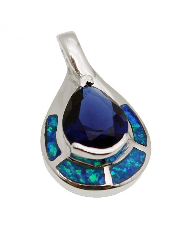 Teardrop Sterling Pendant Sapphire Jewelry