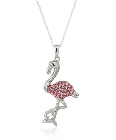 Sterling Crystal Flamingo Pendant Necklace