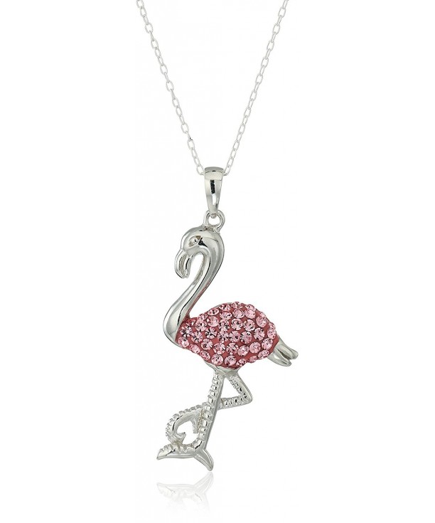Sterling Crystal Flamingo Pendant Necklace