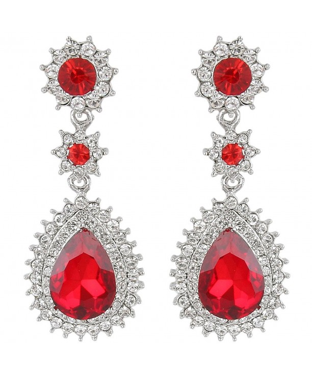 EleQueen Austrian Dazzling Earrings Silver tone