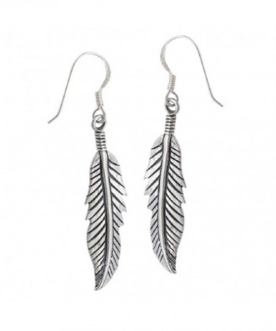 Sterling Silver Textured Feather Earrings