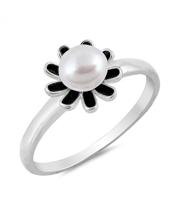 Simulated Pearl Flower Sterling Silver