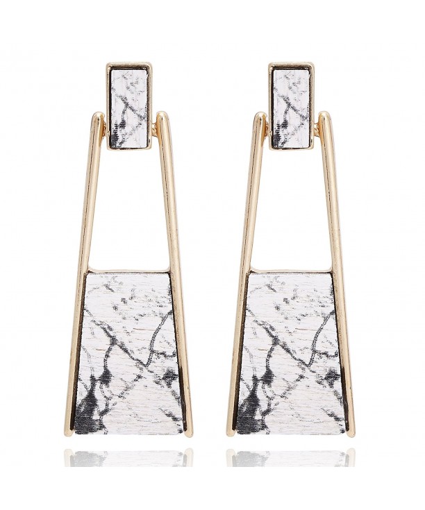 BONALUNA Bohemian Marble Statement Earrings