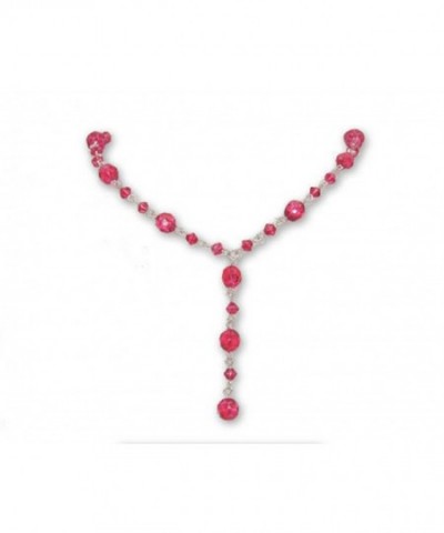 Raspberry Pink Crystal Necklace Silver