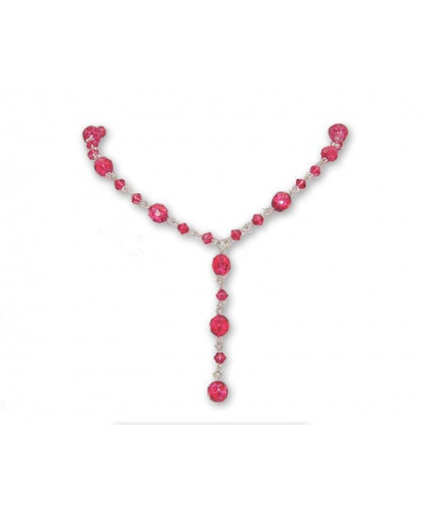 Raspberry Pink Crystal Necklace Silver
