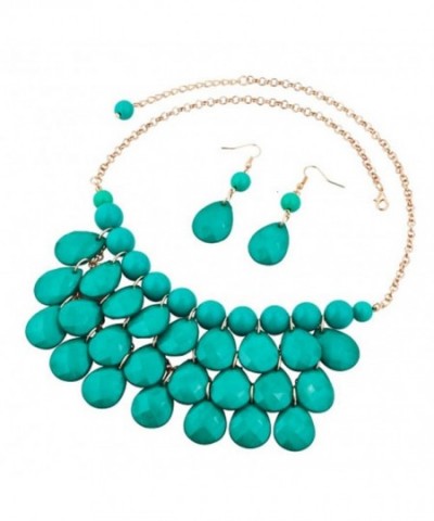 Turquoise Statement Necklace Earrings Teardrop