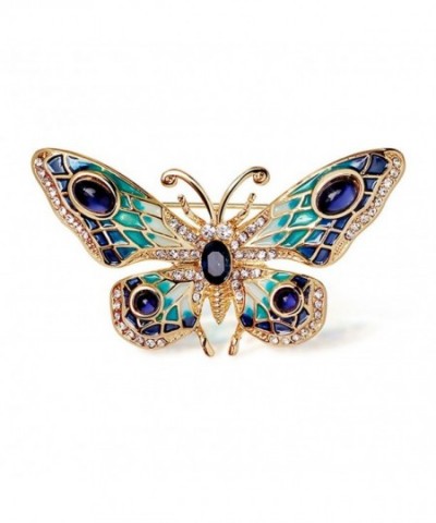 Plated Painted Crystal butterfly Brooch