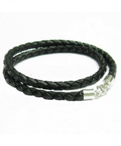 Sterling Braided Leather Necklace European