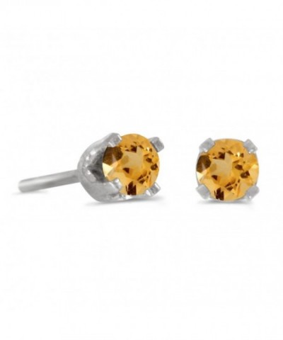 Petite Round Genuine Citrine Earrings