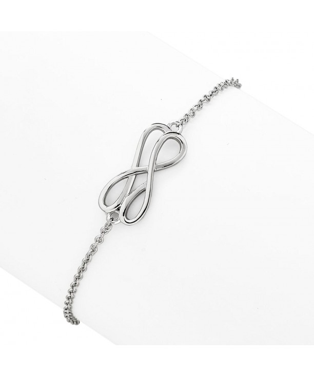 Rhodium Plated Sterling Sideways Infinity Bracelet