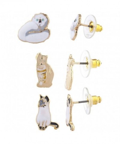 Lux Accessories Assorted Enamel Kitty Earring