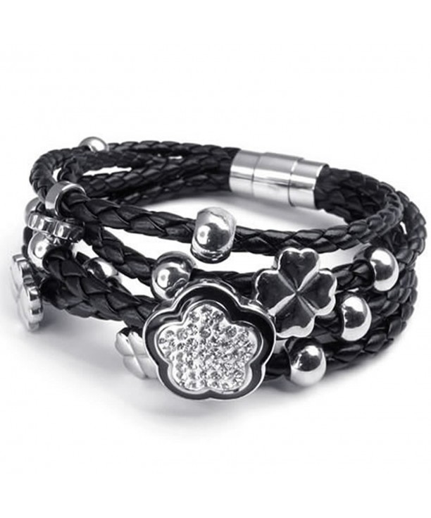 KONOV Stainless Braided Leather Bracelet