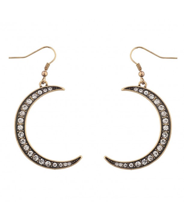 Lux Accessories Crescent Crystal Earrings