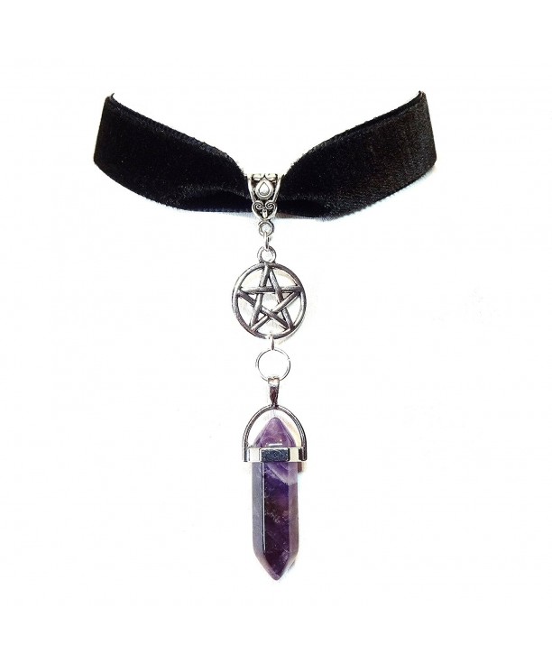 Black Velvet Pentagram Gemstone Necklace