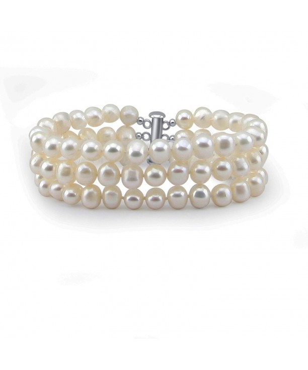 6 5 7mm Freshwater Cultured Bracelet rhodium