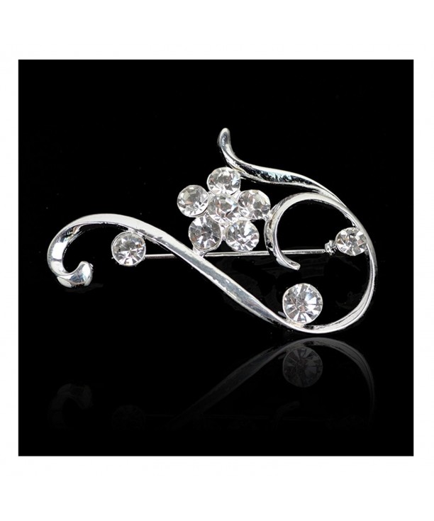 Elegant Blossom Flower Crystal Brooch