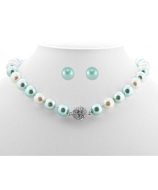 Formal Color Pearl Necklace Earring
