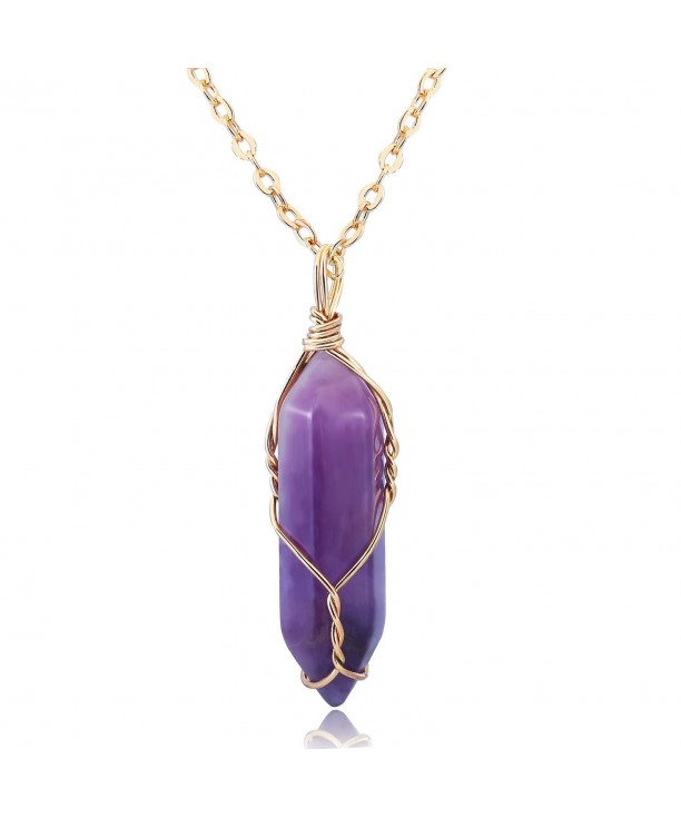 Golden Amethyst Healing Pendant Necklace