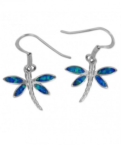 Sterling Silver Synthetic Dragonfly Earrings