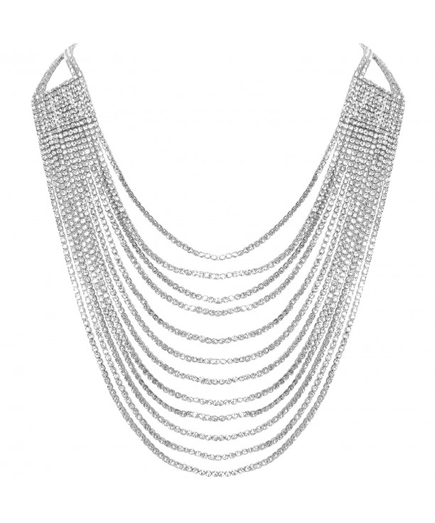 Humble Chic Waterfall Multi Strand Silver Tone