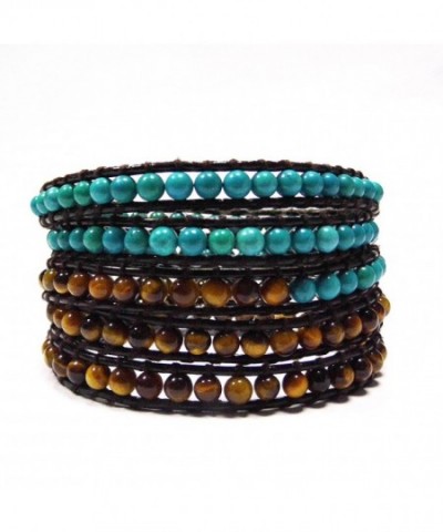 Bracelet Leather Adjustable Wrist Turquoise