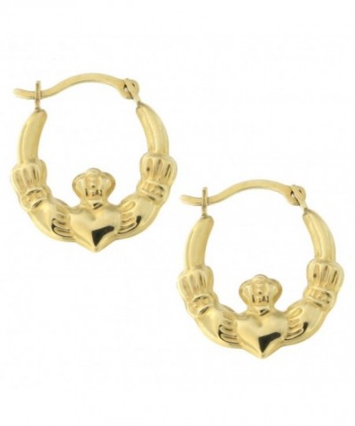 Yellow Gold Claddagh Hoop Earrings
