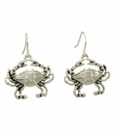 Silver Dangle Earrings Crustacean Seashore