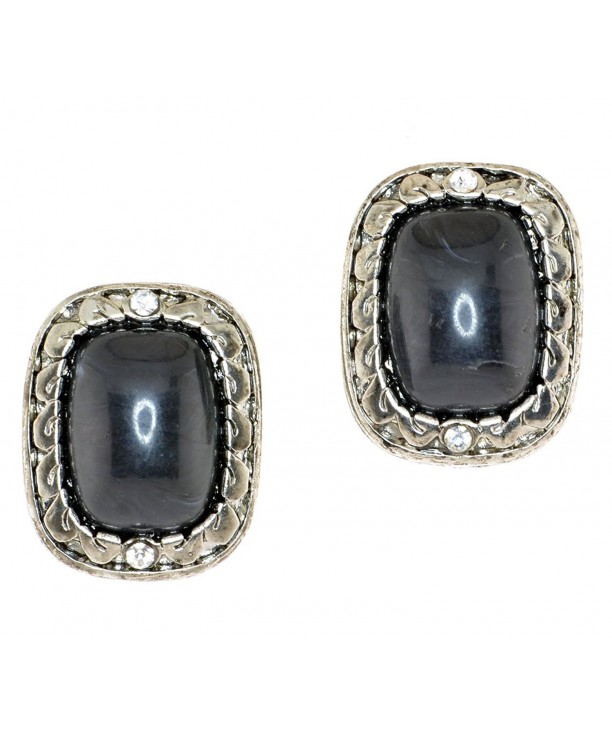 Simulated Rhinestone Antique Finishe Earrings