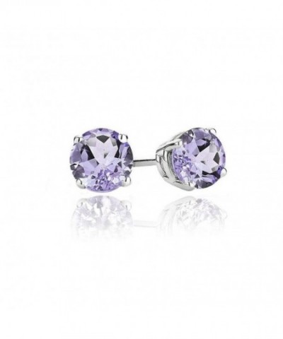 Sterling Silver Amethyst Round Earrings