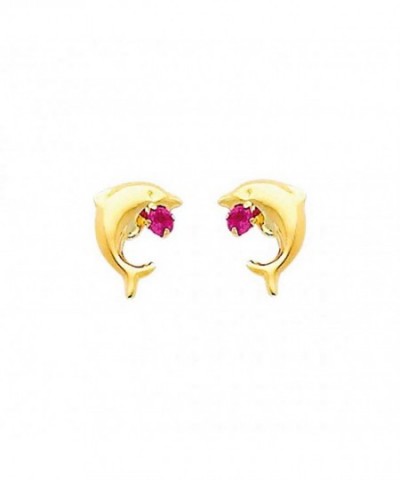 Womens Yellow Dolphin Earrings Screw