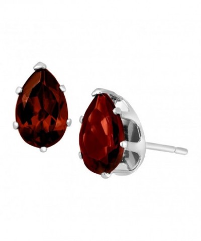 Natural Garnet Pear Cut Earrings Sterling