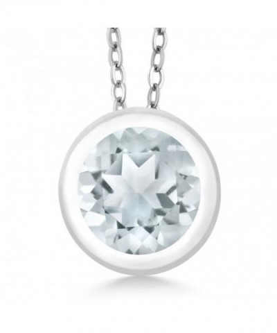 Round Aquamarine Sterling Silver Pendant