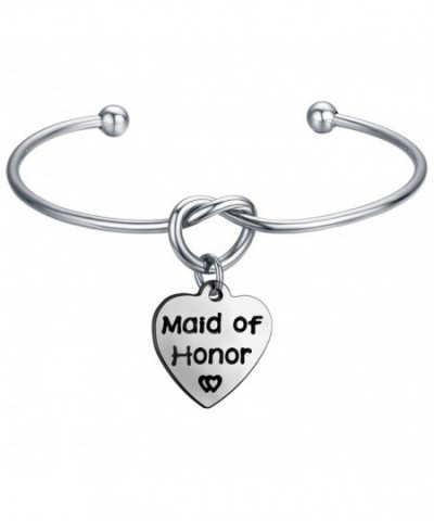 Bridesmaid Heart shaped Bracelet Personalized charm silver