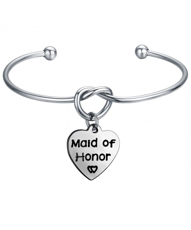 Bridesmaid Heart shaped Bracelet Personalized charm silver