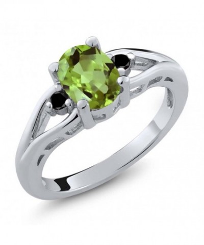 Peridot Diamond Sterling 3 Stone Engagement