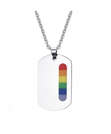 Pendant-Stainless steel Rainbow Dog Tag pendant necklace LGBT&Gays ...