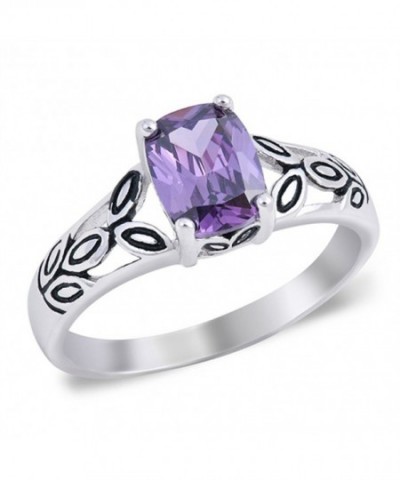 Simulated Amethyst Contrast Sterling Silver