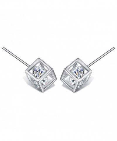 Sterling Silver Square Earrings Zirconia