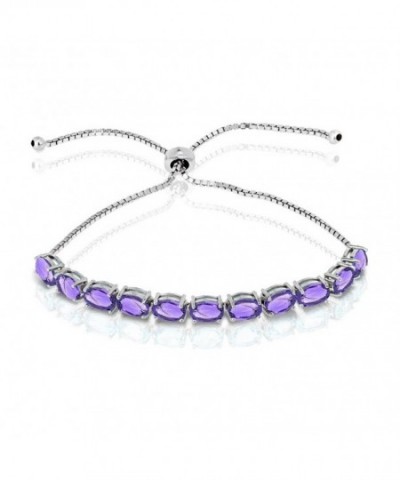 Sterling Amethyst Oval cut Adjustable Bracelet