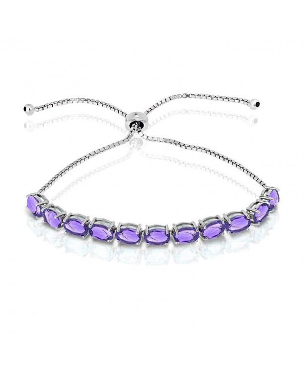 Sterling Amethyst Oval cut Adjustable Bracelet