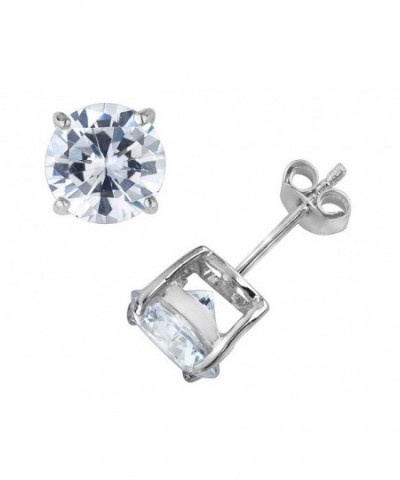 Synthetic Zirconia Solitaire Earrings Sterling