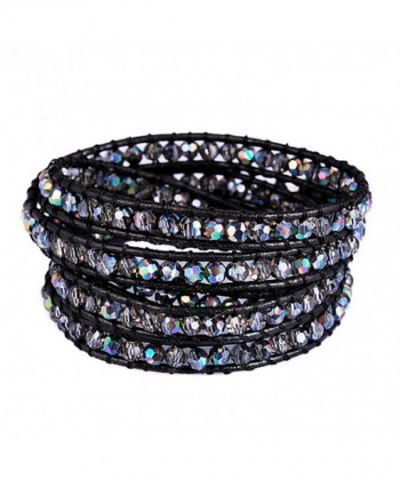 Genuine Leather Bracelet Colors rhinestone