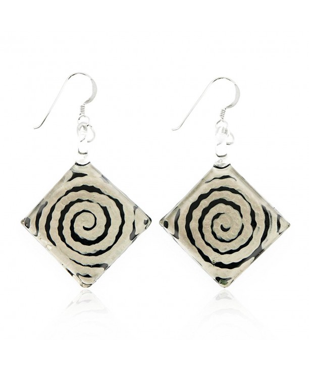 Sterling Silver Painted Murano Earrings