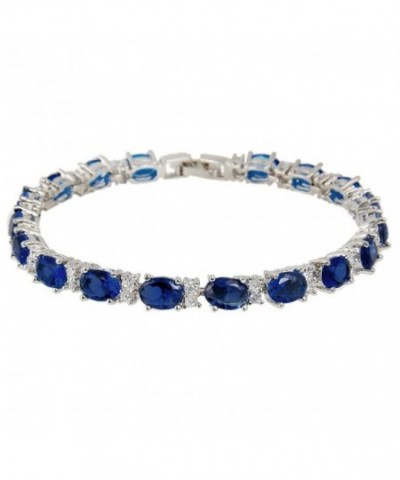 EVER FAITH Silver Tone Bracelet Sapphire