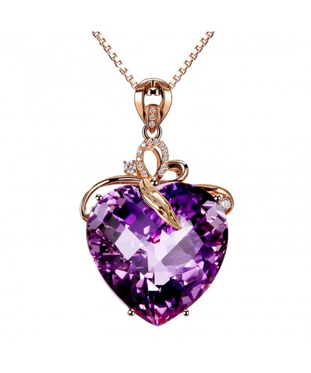 Amethyst Created Cubic zirconia Crystal Necklace