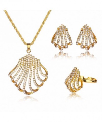 MOOCHI Fan Shaped Necklace Earrings Jewelry