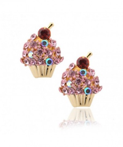 Spinningdaisy Crystal Cherry Cupcake Earrings