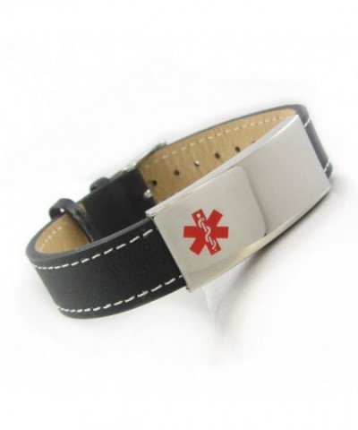 MyIDDr Leather Medical Bracelet Steel